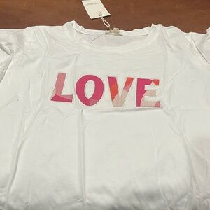 White T-Shirt with Colorful LOVE Print